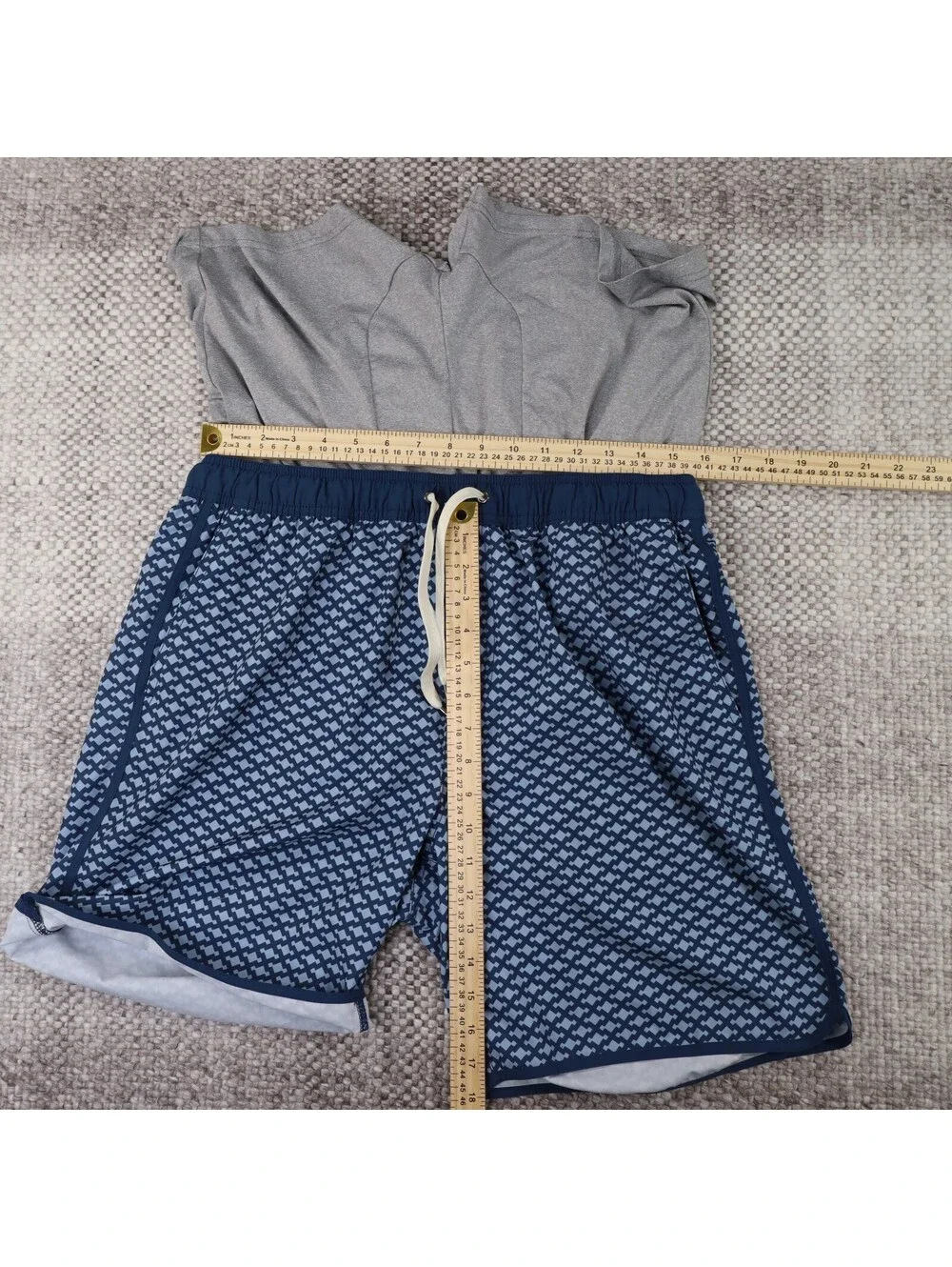 Fair Harbor The Anchor Swim Trunks Men's XL Blue Geometric Diamond 8